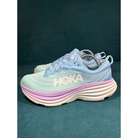 Hoka Shoes - Hoka Bondi 8 Running Shoes Women’s Size 10.5 Blue Purple Cushioned Sneakers